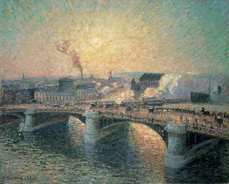 Il Ponte Boieldieu, Rouen, Sole Calante - Camille Pissarro