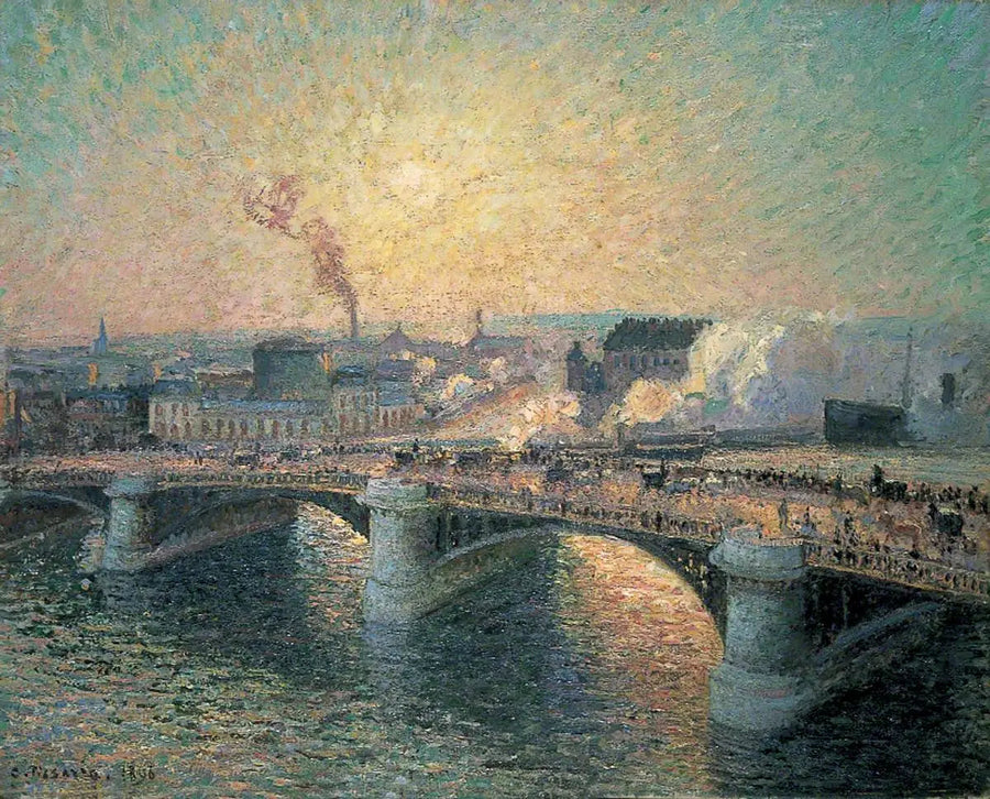 Il Ponte Boieldieu, Rouen, Sole Calante - Camille Pissarro