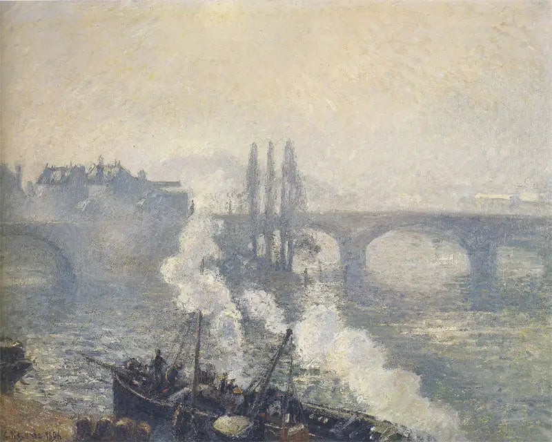 Il Ponte Corneille a Rouen, nebbia del mattino - Camille Pissarro