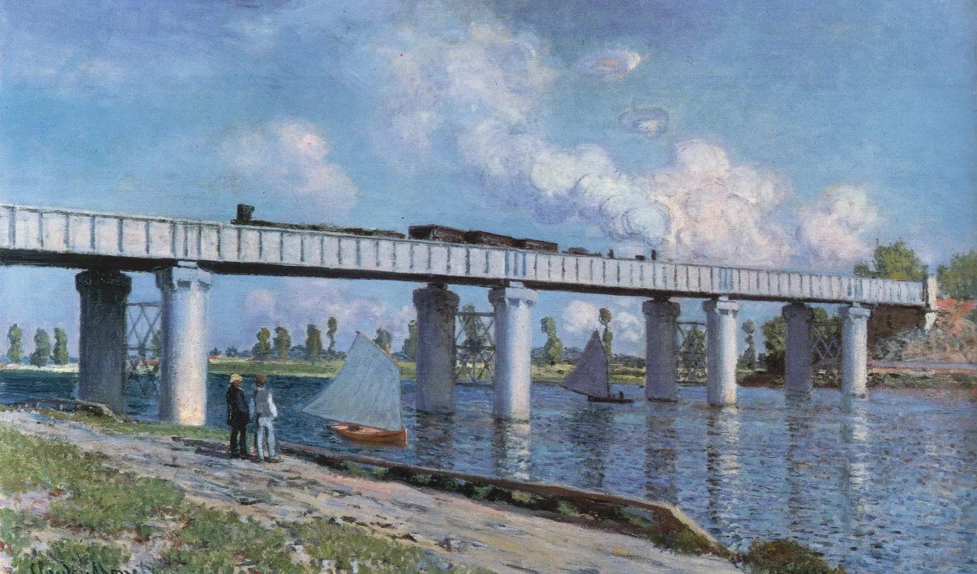 Le pont de chemin de fer à Argenteuil - Claude Monet image 1 copie de tableau peinte à la main