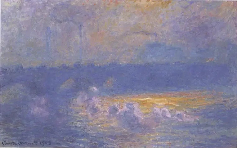 Le pont de Waterloo, effet de soleil avec fumées - Claude Monet image 1 copie de tableau peinte à la main