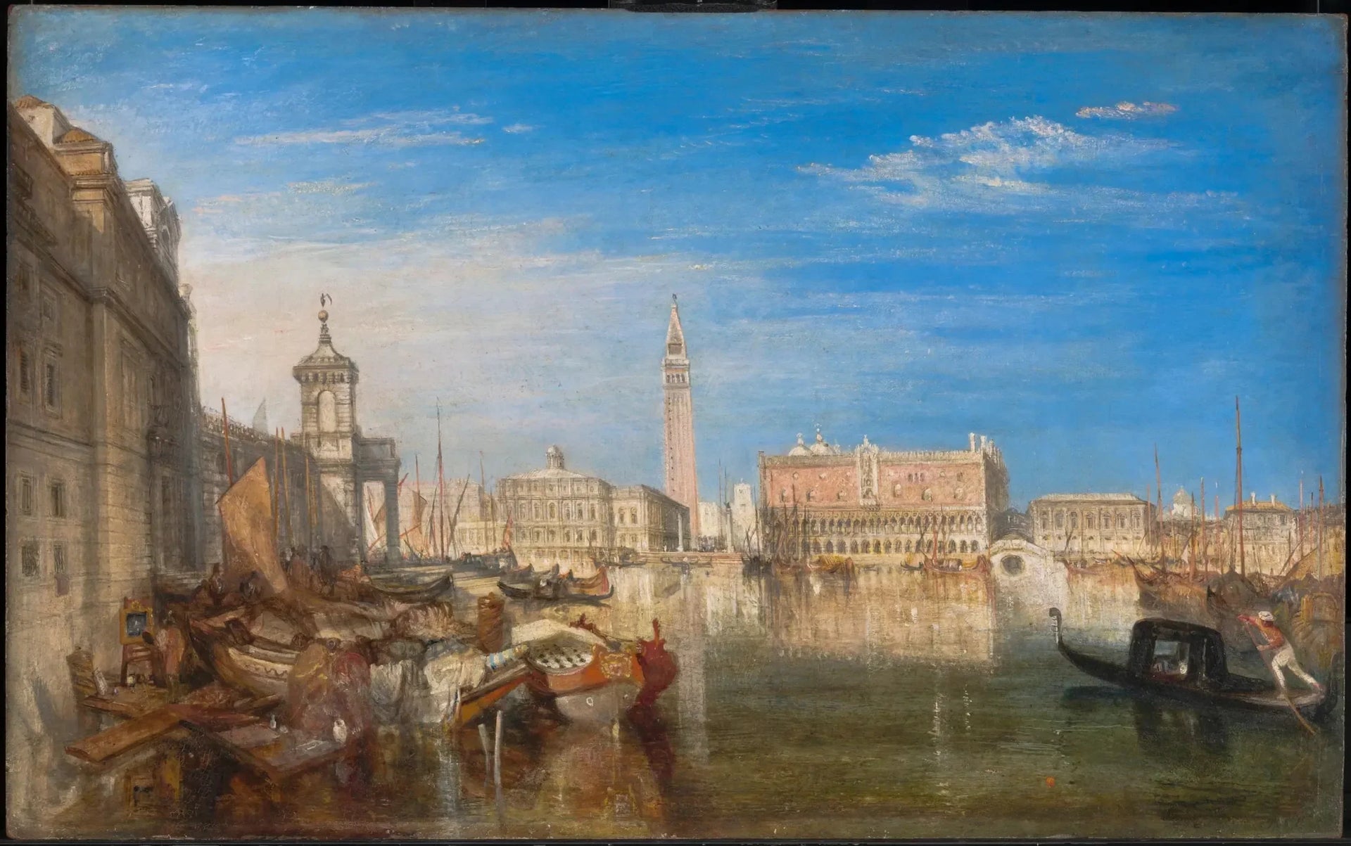 Le pont des soupirs, le palais des doges et la douane, Venise. Canaletto peignant - J. M. W. Turner image 1 reproduction de peinture à l’huile