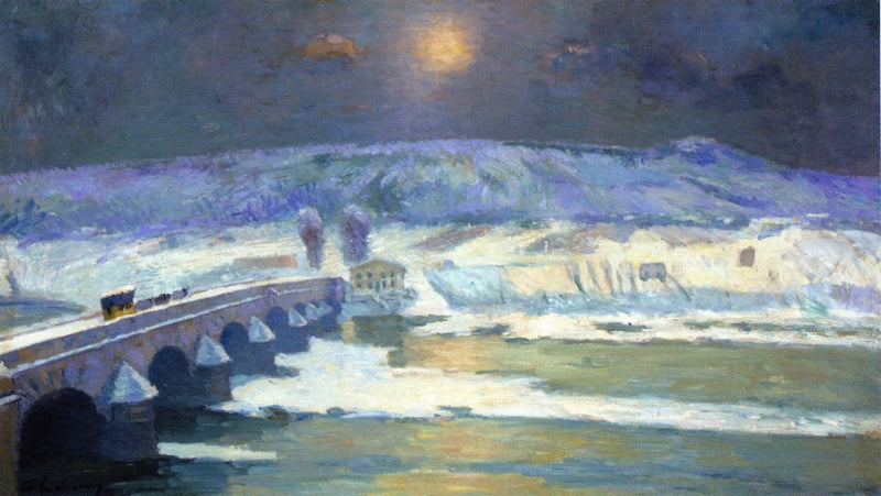 Il ponte sull'Allier a Pont-du-Château in inverno (1886) - Albert Lebourg