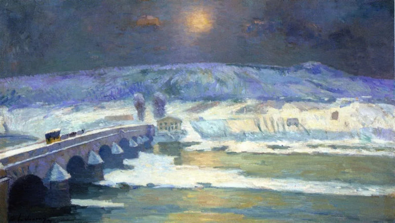 Il ponte sull'Allier a Pont-du-Château in inverno (1886) - Albert Lebourg