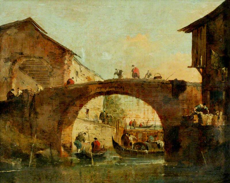 Il ponte sulla Brenta a Dolo (la Porta del Dolo) - Francesco Guardi