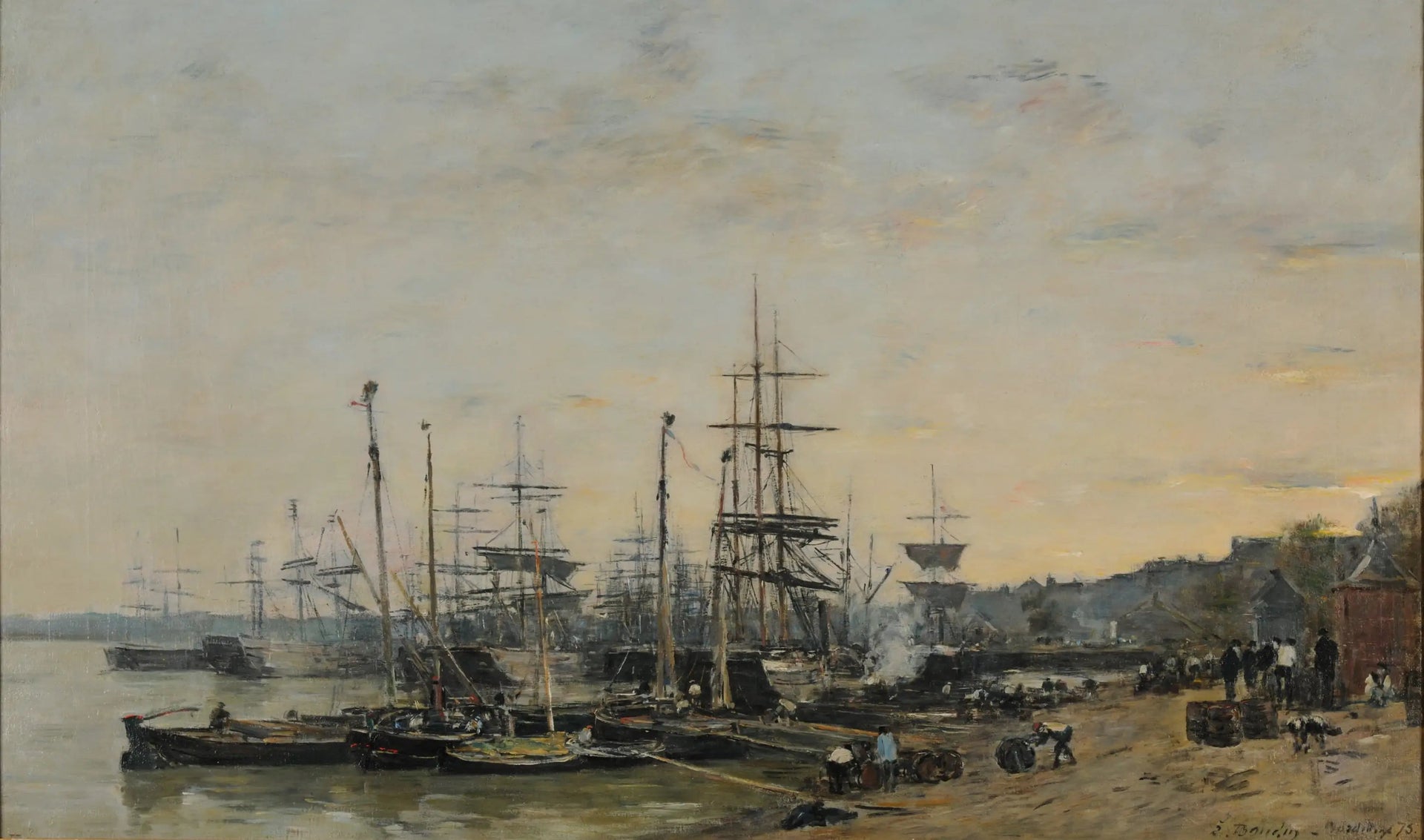 Le port de Bordeaux, vu du quai des Chartrons - Eugène Boudin image 1 reproduction de peinture à l’huile