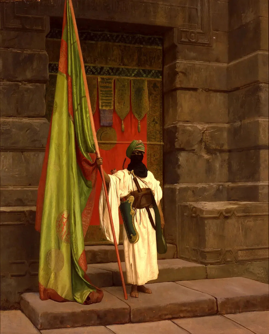 Il portatore in piedi, sventolando la bandiera sacra - Jean-Léon Gérôme