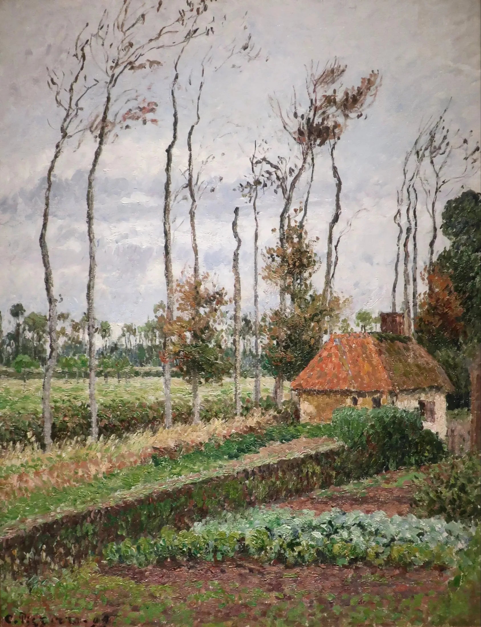Le potager du manoir d'Ango, Varangeville, temps gris - Camille Pissarro image 1 reproduction artisanale de tableau