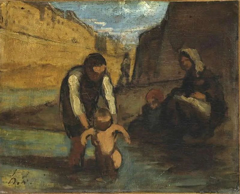 La prima bath - Honoré Daumier