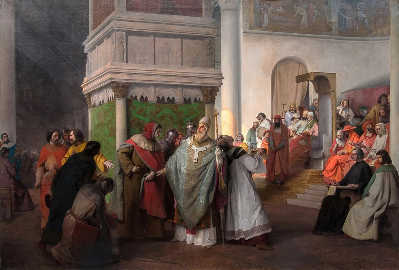 Il sacerdote Orlando di Parma inviato da Arrigo IV di Germania e difeso da Gregorio VII contro la giusta indignazione del sinodo romano - Francesco Hayez