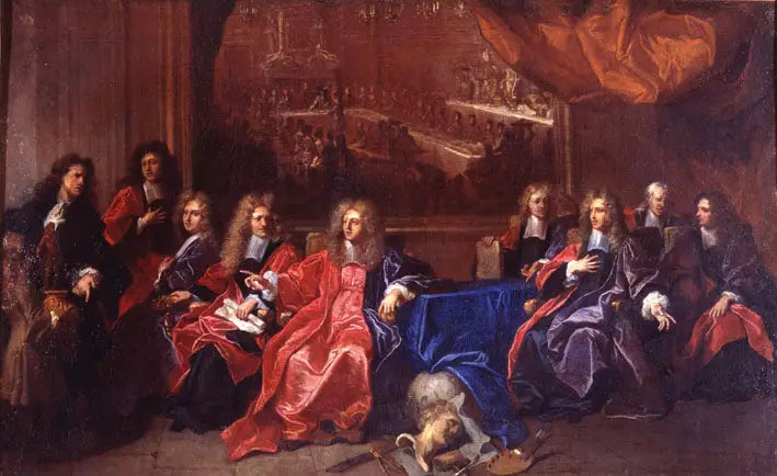 Le prévôt et les échevins de la ville de Paris délibérant d'une fête en l'honneur du dîner de Louis XIV à l'hôtel de ville après sa guérison en 1689 - Hyacinthe Rigaud image 1 copie de tableau peinte à la main
