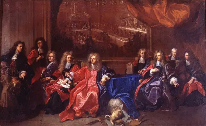 Le prévôt et les échevins de la ville de Paris délibérant d'une fête en l'honneur du dîner de Louis XIV à l'hôtel de ville après sa guérison en 1689 - Hyacinthe Rigaud image 1 copie de tableau peinte à la main