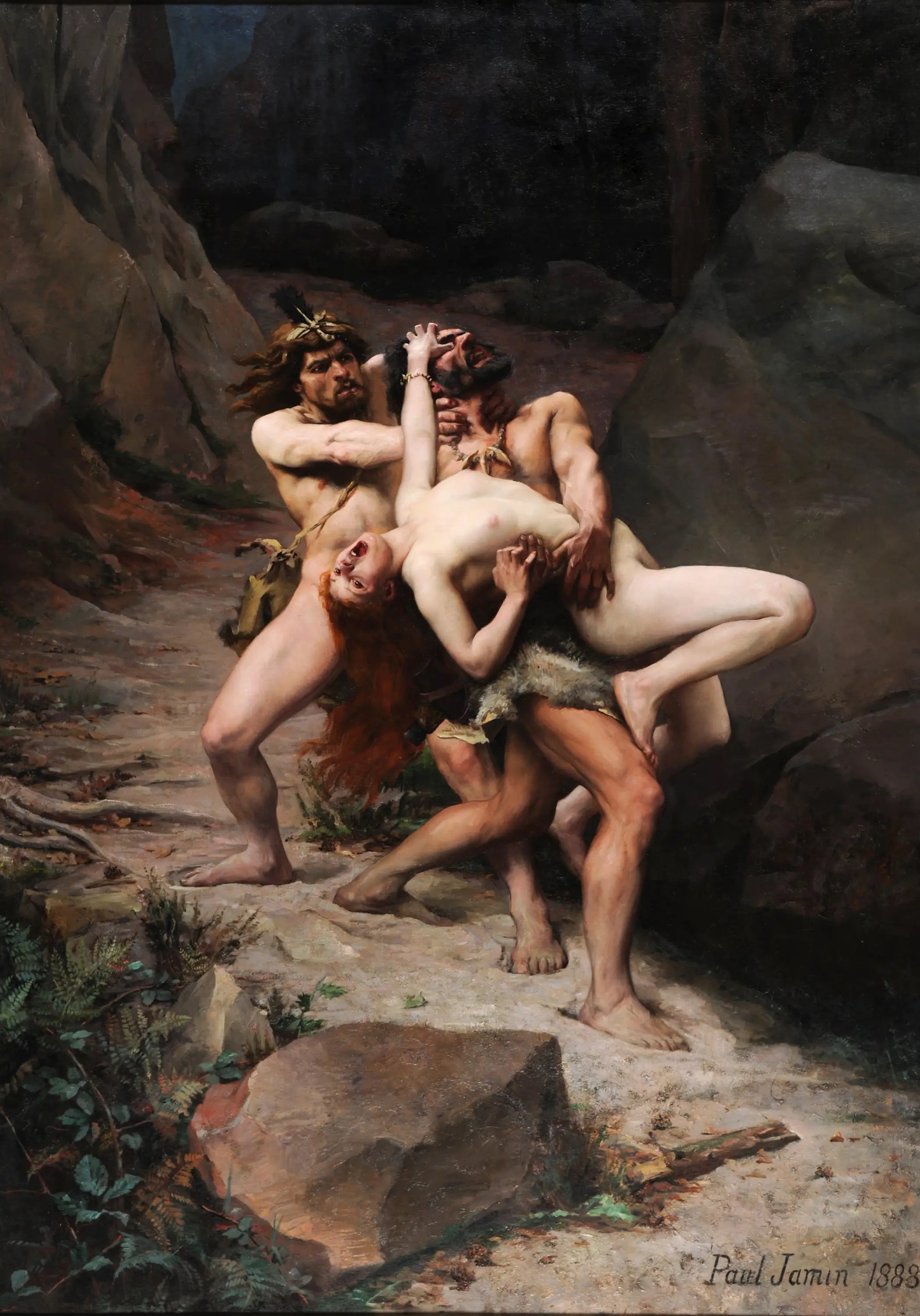 Le Rapt à l'âge de pierre - Paul Jamin image 1 tableau peint à l’huile sur toile