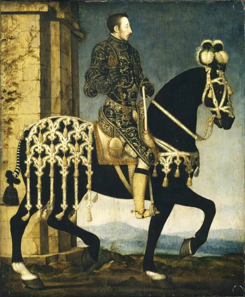 Il re Enrico II, re di Francia (1519-1559) a cavallo - François Clouet