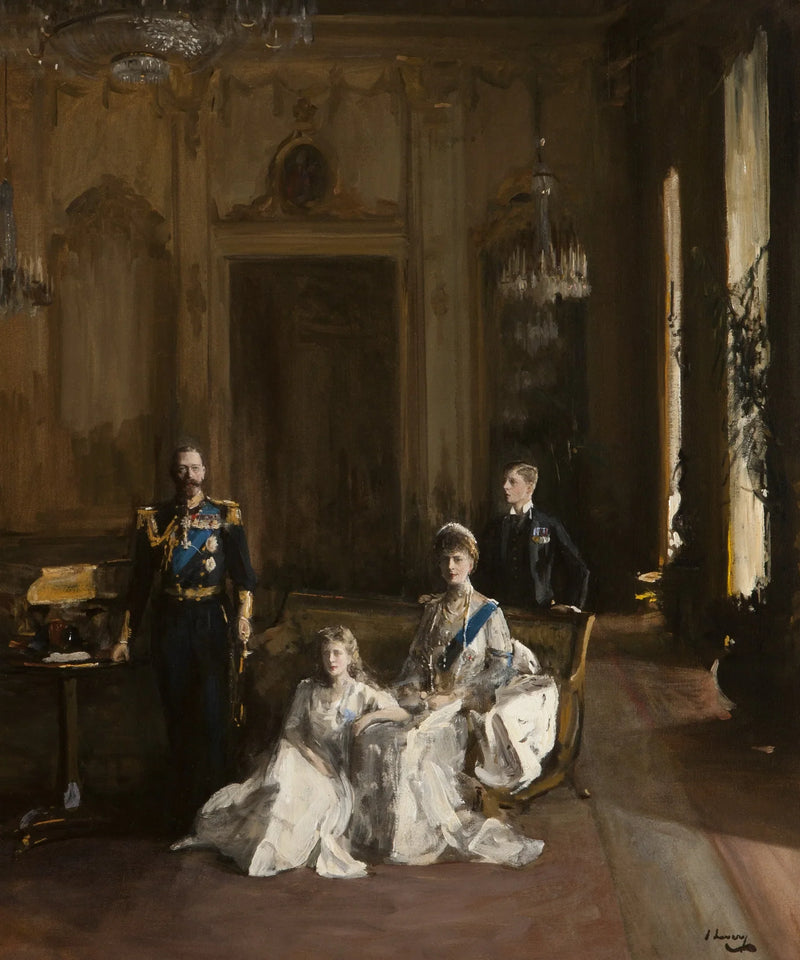 Il Re, la Regina, il Principe di Galles, la Principessa Mary, Buckingham Palace - John Lavery