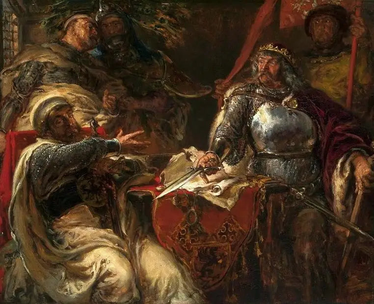 Il Re Ladislas il Breve interrompe gli accordi con i cavalieri teutonici a Brześć Kujawski. - Jan Matejko