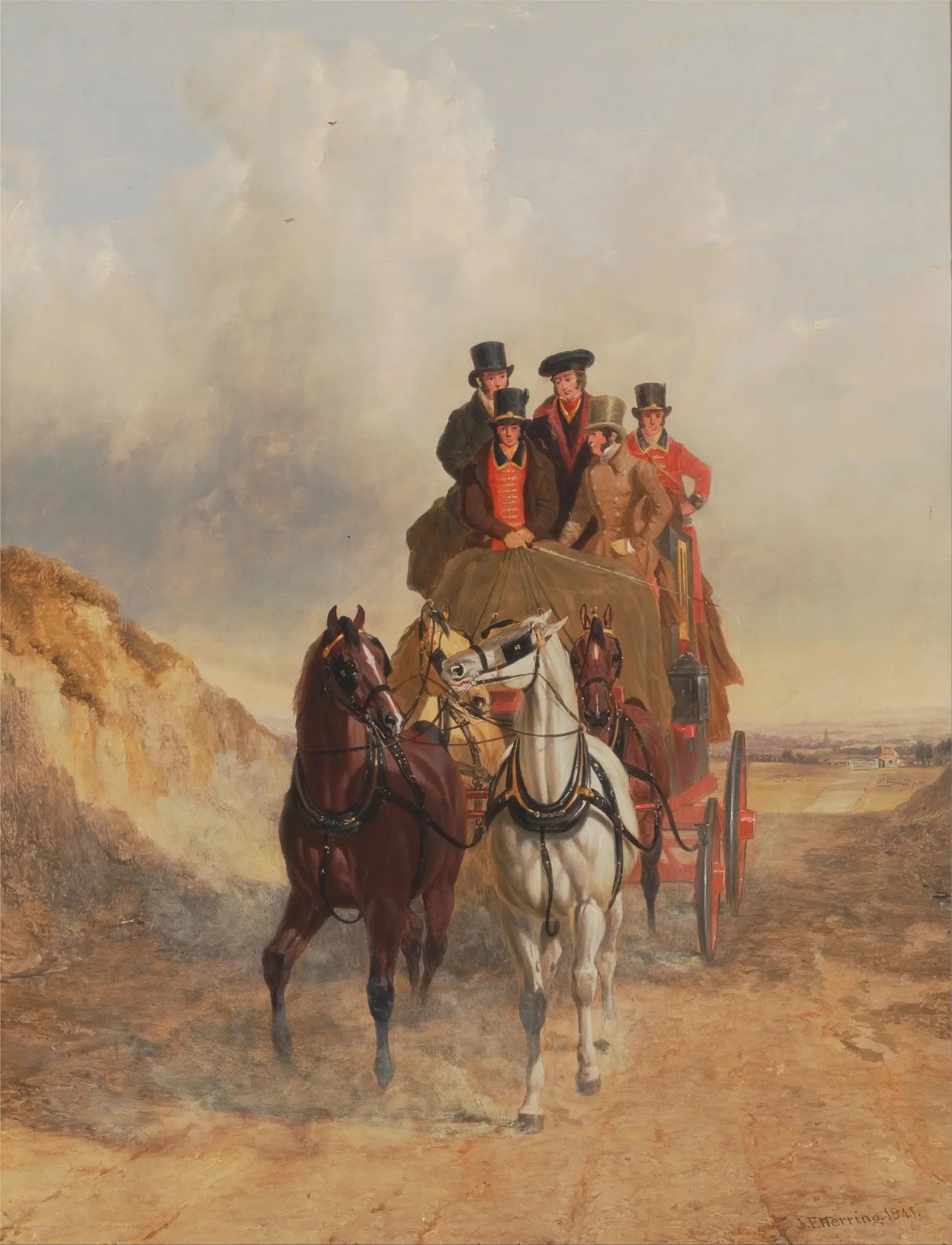 Le Royal Mail Coach sur la route - John Frederick Herring, Sr. image 1 copie peinte à la main à l’huile