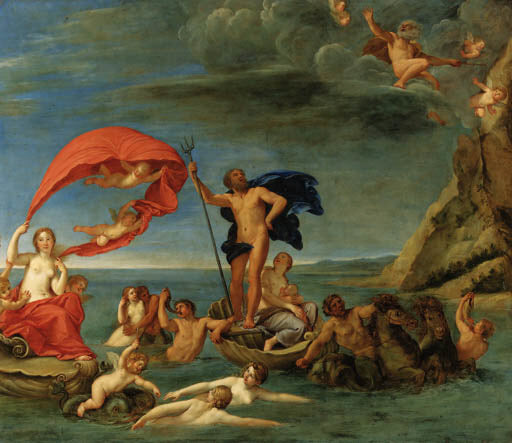 Le royaume maritime, Neptune et Amphitrite - Francesco Albani image 1 reproduction de peinture à l’huile