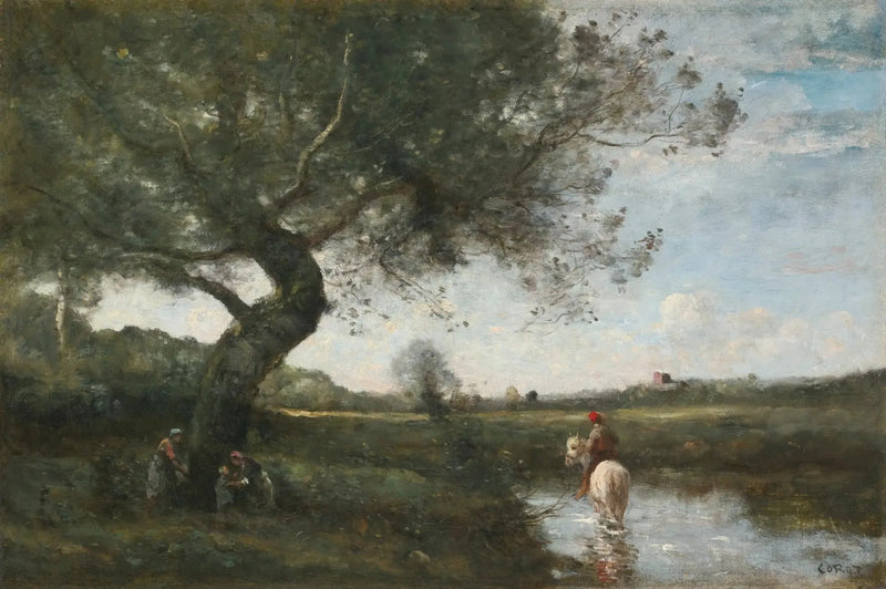 Il ruscello con il cavallo bianco - Jean-Baptiste Camille Corot