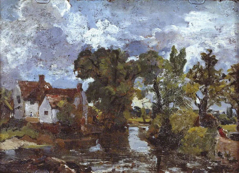 Il ruscello del mulino. Sul verso: Scena notturna con ponte - John Constable