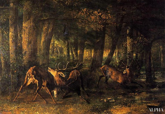 Le Rut du printemps Combat de cerfs - Gustave Courbet - Reproductions de tableaux et peintures haut de gamme