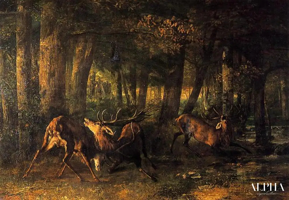 Le Rut du printemps Combat de cerfs - Gustave Courbet - Reproductions de tableaux et peintures haut de gamme