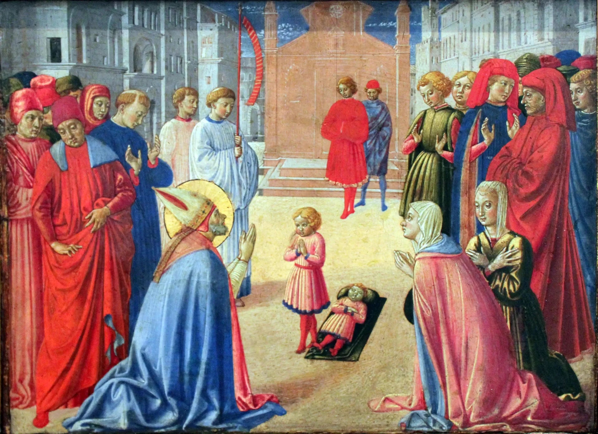 Le saint Zénobe ressuscite un garçon mort - Benozzo Gozzoli image 1 reproduction de peinture à l’huile