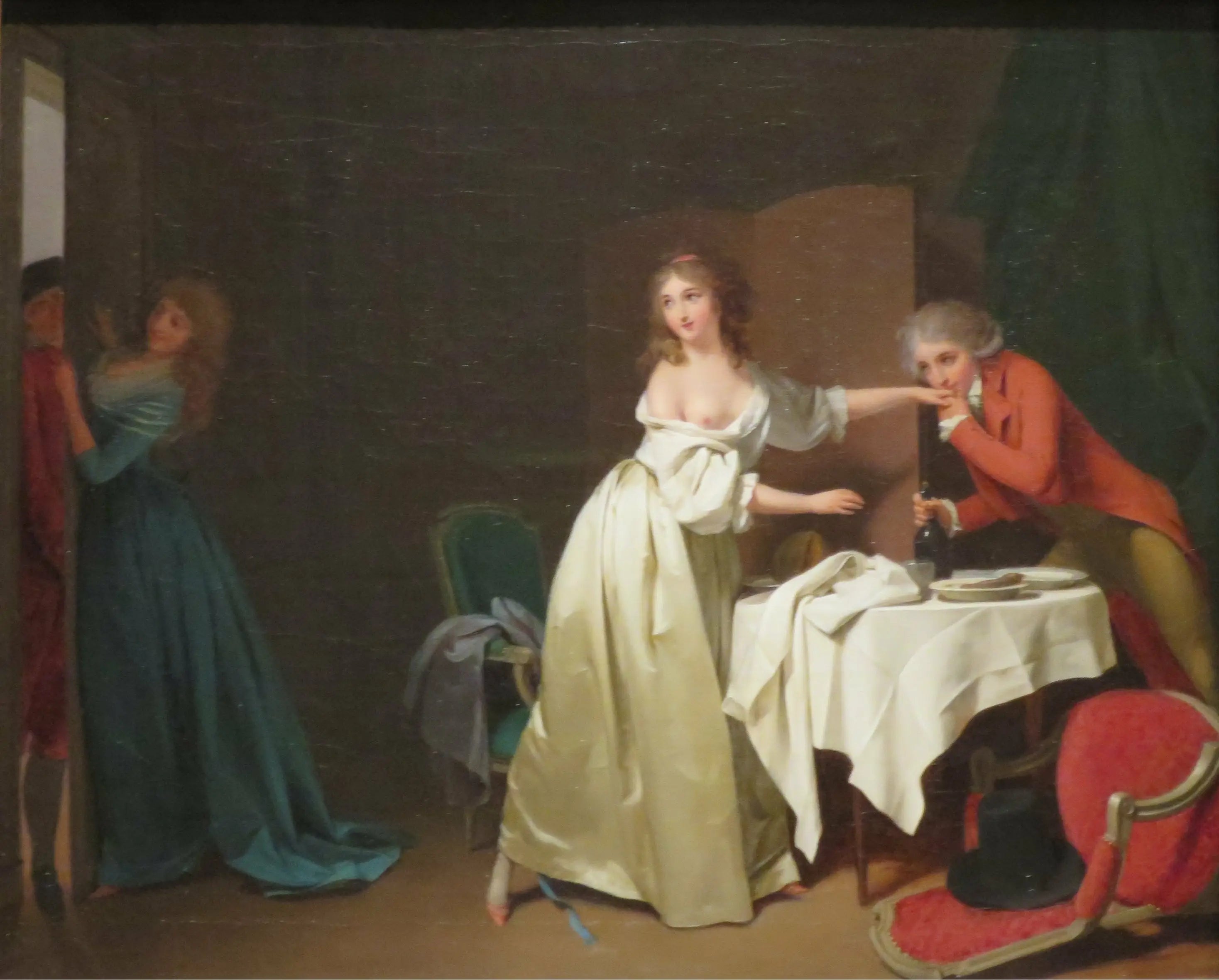 Le souper interrompu : "Pousse fort" - Louis-Léopold Boilly image 1 copie de tableau peinte à la main