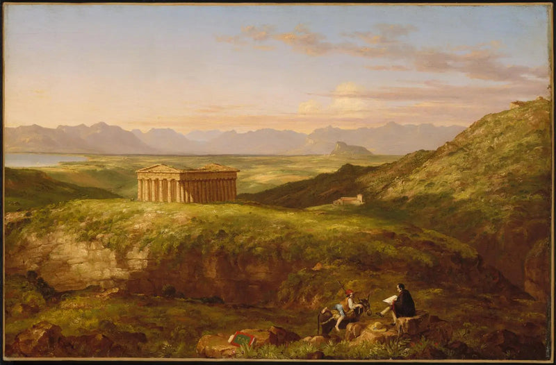Il Tempio di Ségeste con l'artista che disegna - Thomas Cole