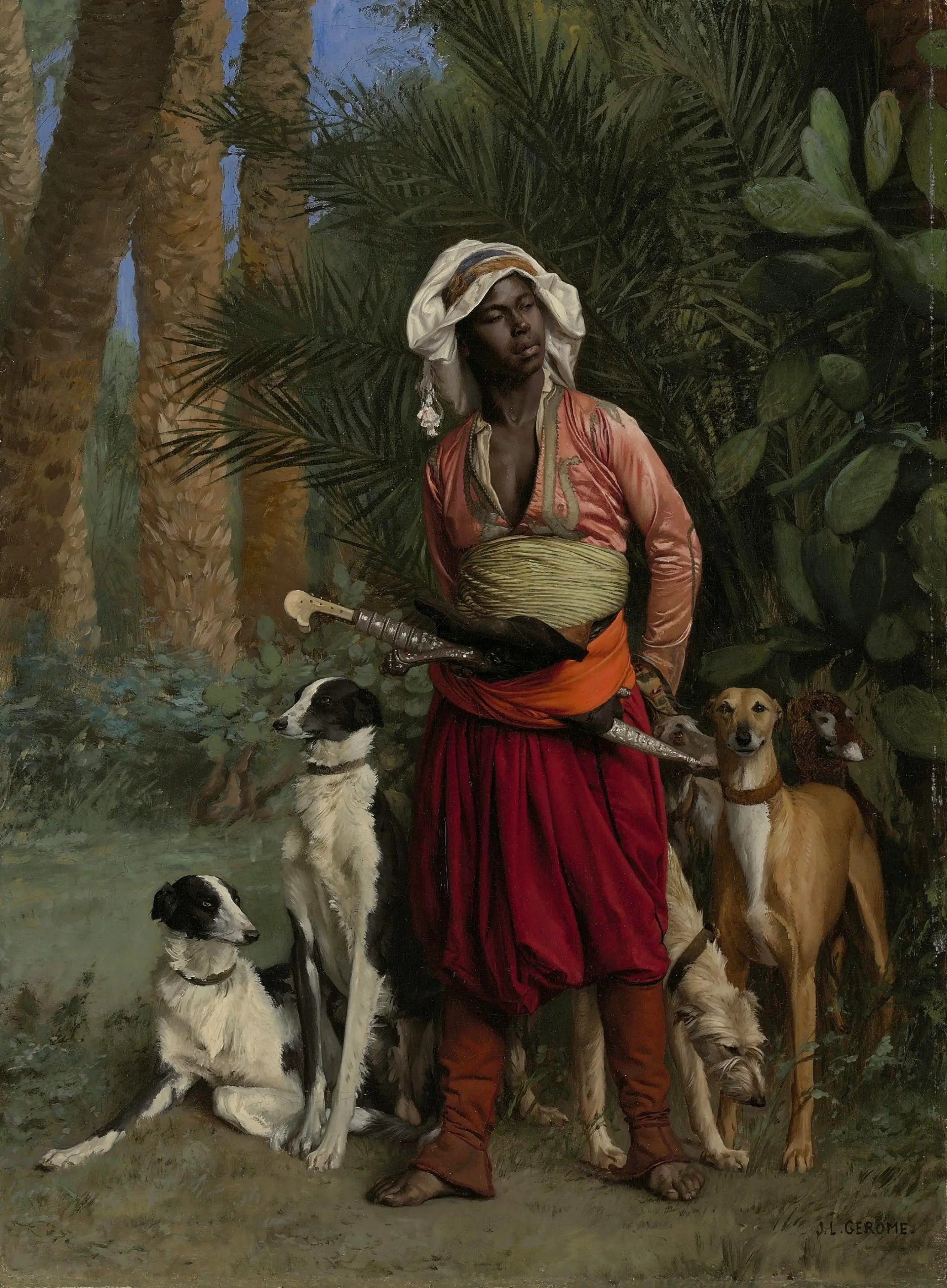 Reproduction du tableau « Le Veneur nègre - Jean-Léon Gérôme » par Alpha Reproduction en peinture à l’huile
