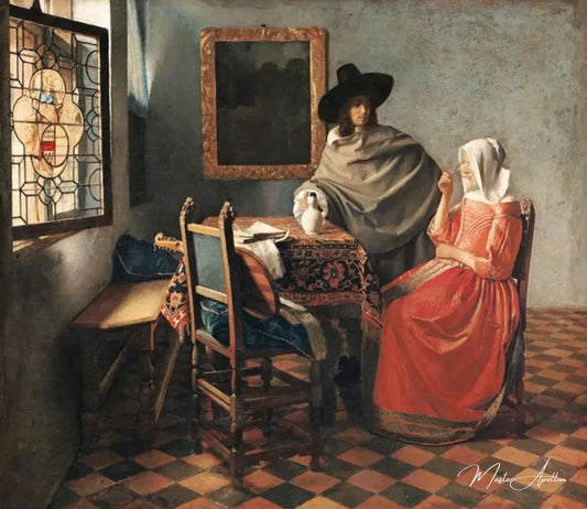 Le Verre de vin - Johannes Vermeer - Reproductions de tableaux et peintures haut de gamme