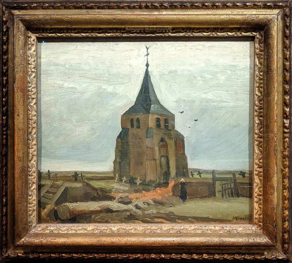 Reproduction du tableau « Le Vieux Clocher - Vincent van Gogh » par Alpha Reproduction en peinture à l’huile