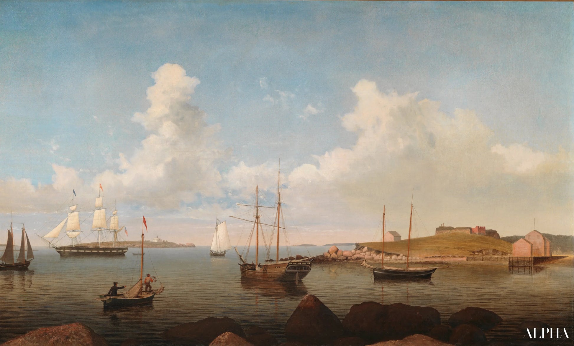 Il vecchio forte e l'isola Ten Pound, Gloucester - Fitz Henry Lane - Riproduzioni di quadri e dipinti di alta qualità