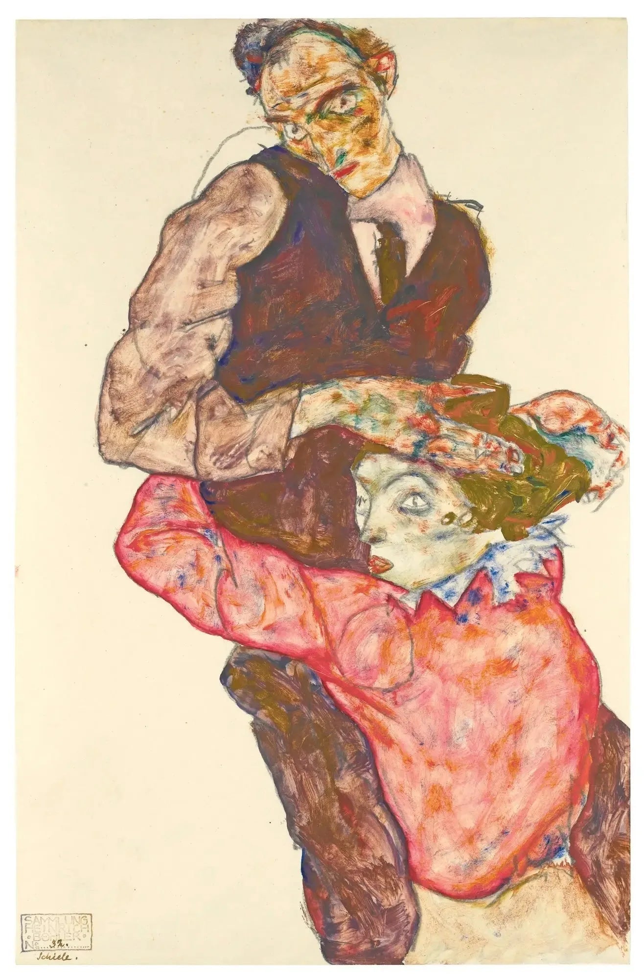 Les amoureux (Autoportrait avec Wally) - Egon Schiele image 2 reproduction réalisée par Alpha Reproduction