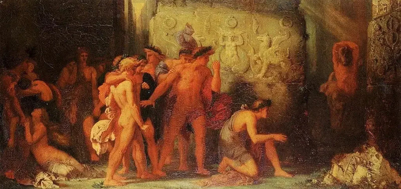 Gli Ateniesi consegnati al Minotauro nel labirinto di Creta - Gustave Moreau