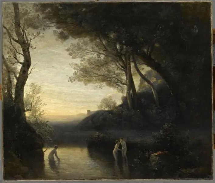 Les Baigneuses de Bellinzone. Effet du soir - Jean-Baptiste Camille Corot - Alpha Reproduction