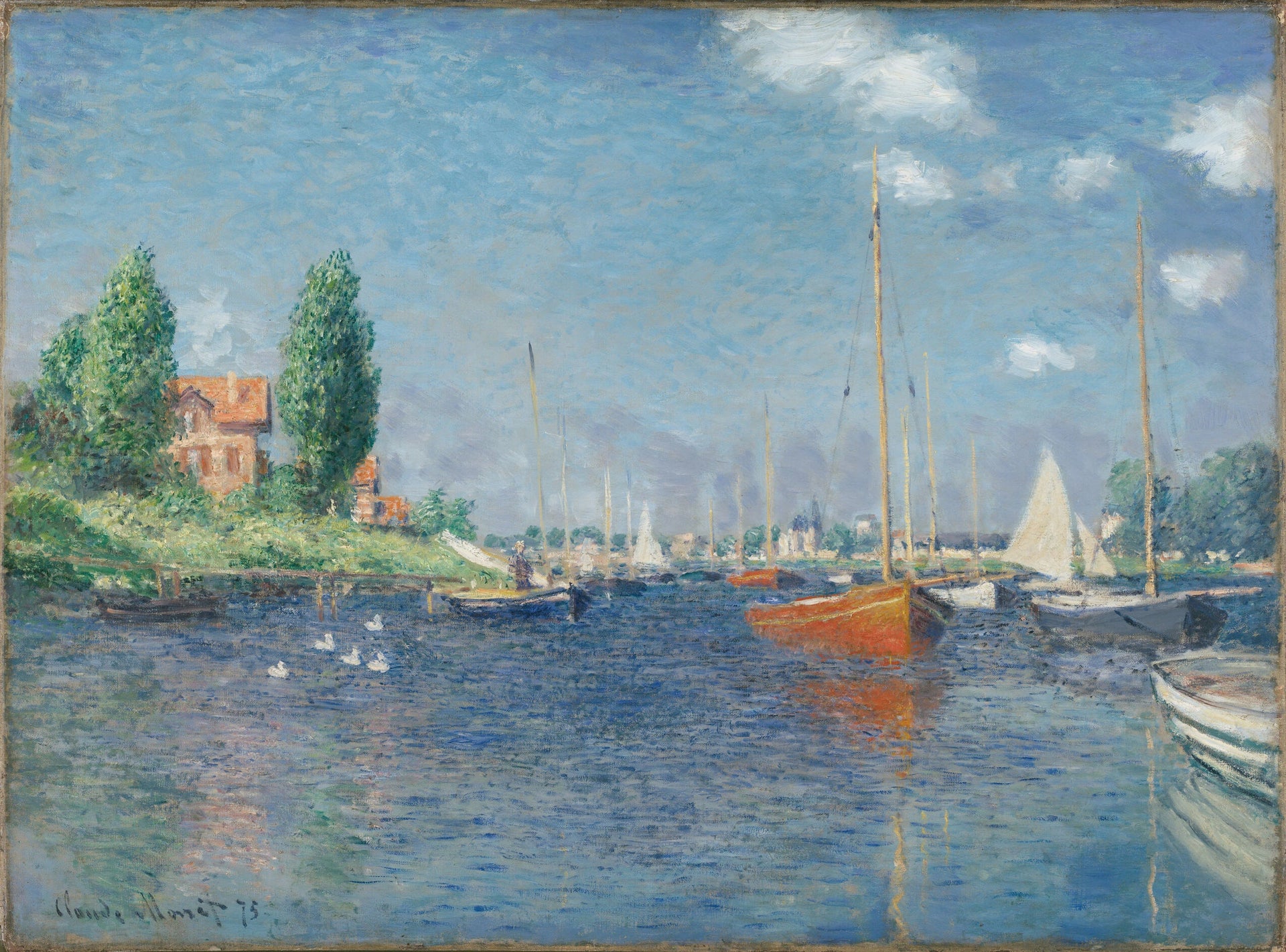 Les Bateaux rouges, Argenteuil W369 par Claude Monet, 1875, Harvard Art Museums