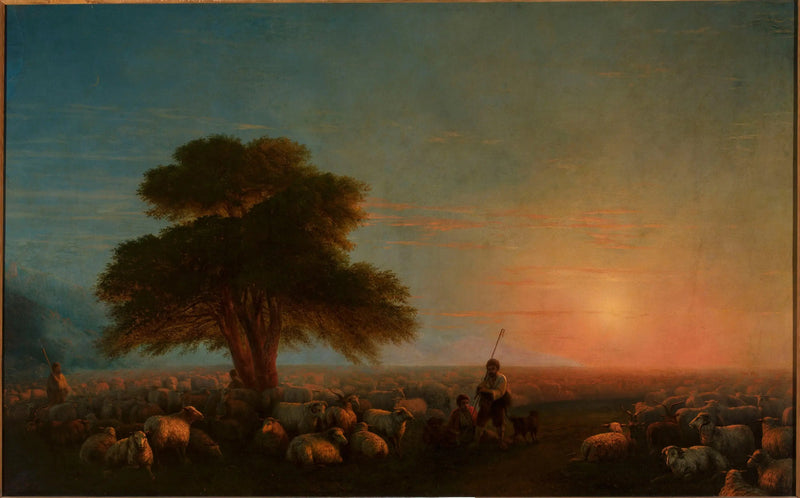 I pastori con un gregge di pecore. - Ivan Aïvazovski