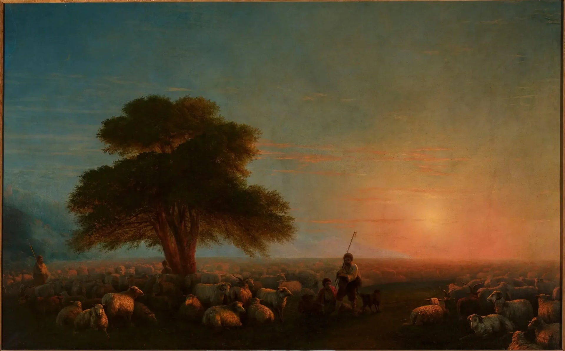 Les bergers avec un troupeau de moutons. - Ivan Aïvazovski image 1 reproduction de peinture à l’huile