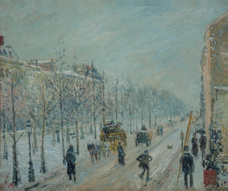 I boulevard esterni. Effetto neve - Camille Pissarro