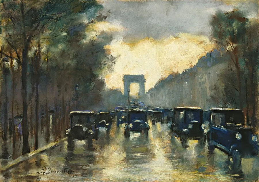 Gli Champs-Élysées con l'Arco di Trionfo, Parigi - Lesser Ury