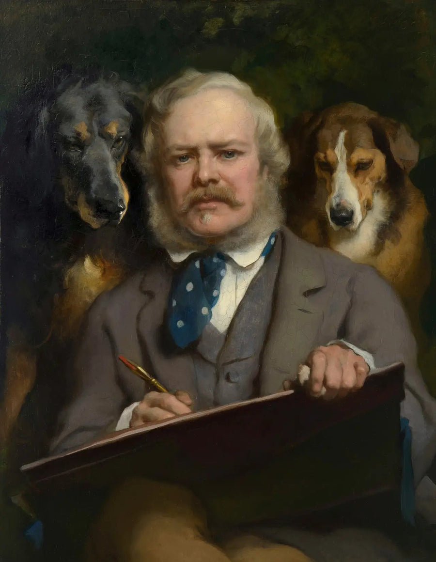 I Connaisseurs : Ritratto dell'artista con due cani - Edwin Henry Landseer