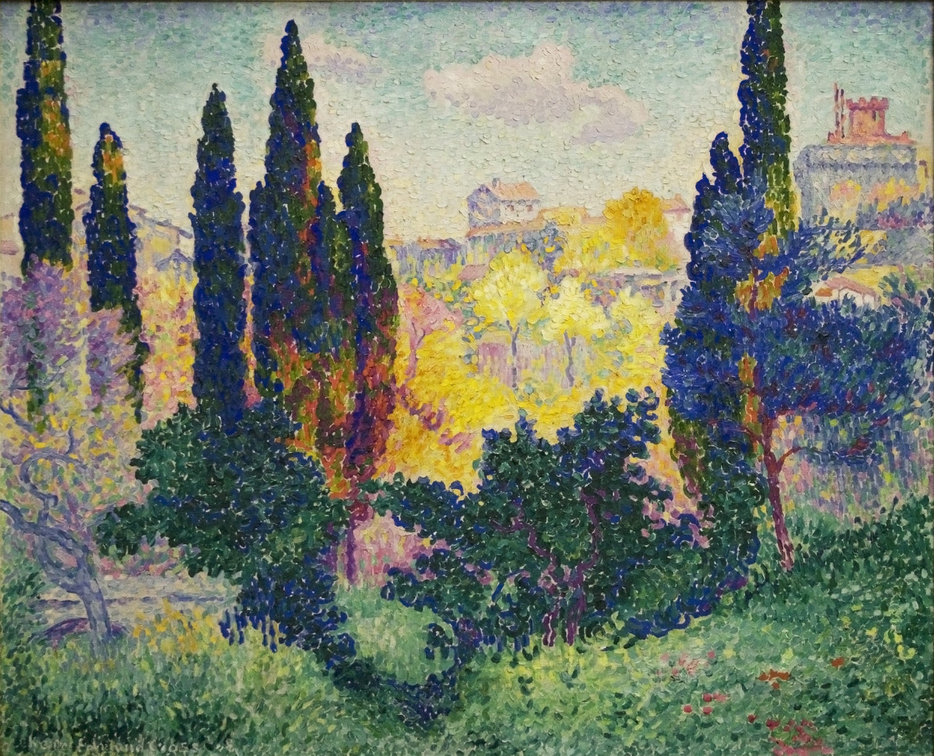 Les Cyprès à Cagnes - Henri-Edmond Cross image 1 tableau peint à l’huile sur toile