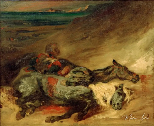 Les deux chevaux morts sur le champ de bataille - Eugène Delacroix - Reproductions de tableaux et peintures haut de gamme