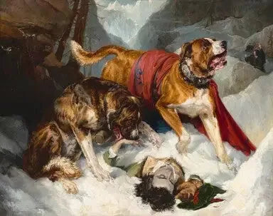 I Mastini delle Alpi rianimano un viaggiatore in difficoltà - Edwin Henry Landseer