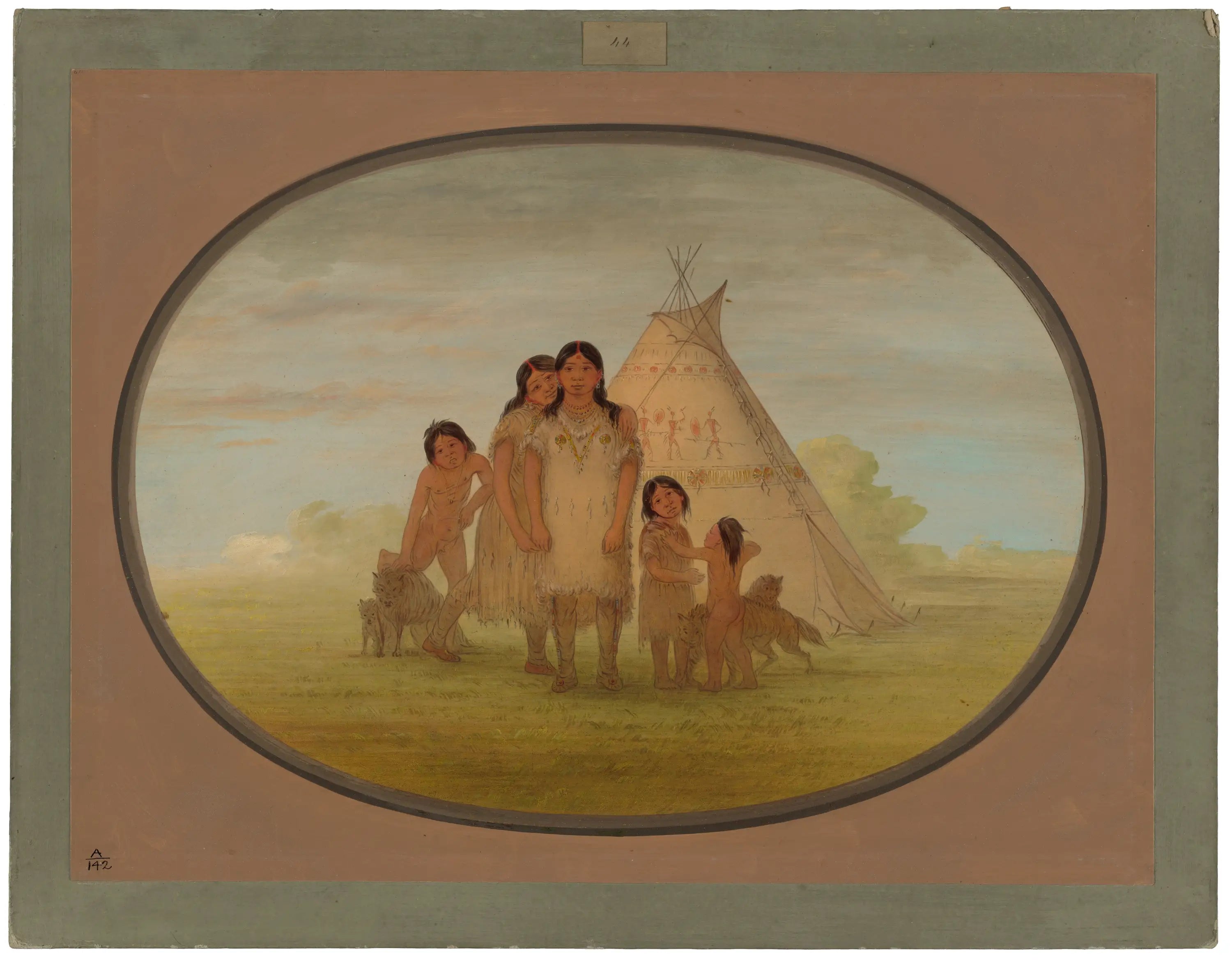 Les enfants et le wigwam du chef Camanchee - George Catlin - Alpha Reproduction