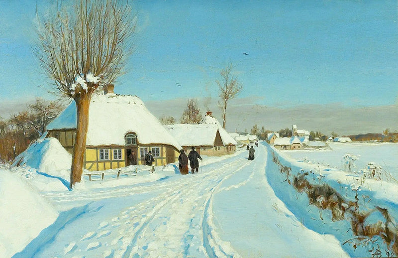 I fedeli si dirigono verso la chiesa la mattina di Natale. - H. A. Brendekilde