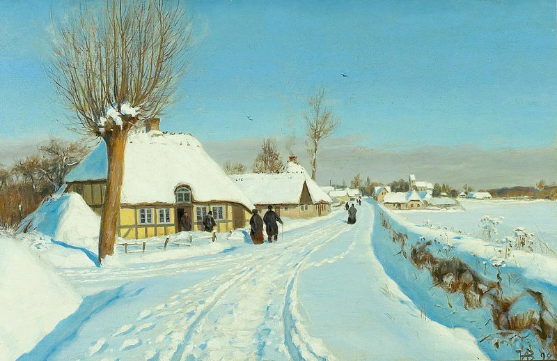 I fedeli si dirigono verso la chiesa la mattina di Natale. - H. A. Brendekilde