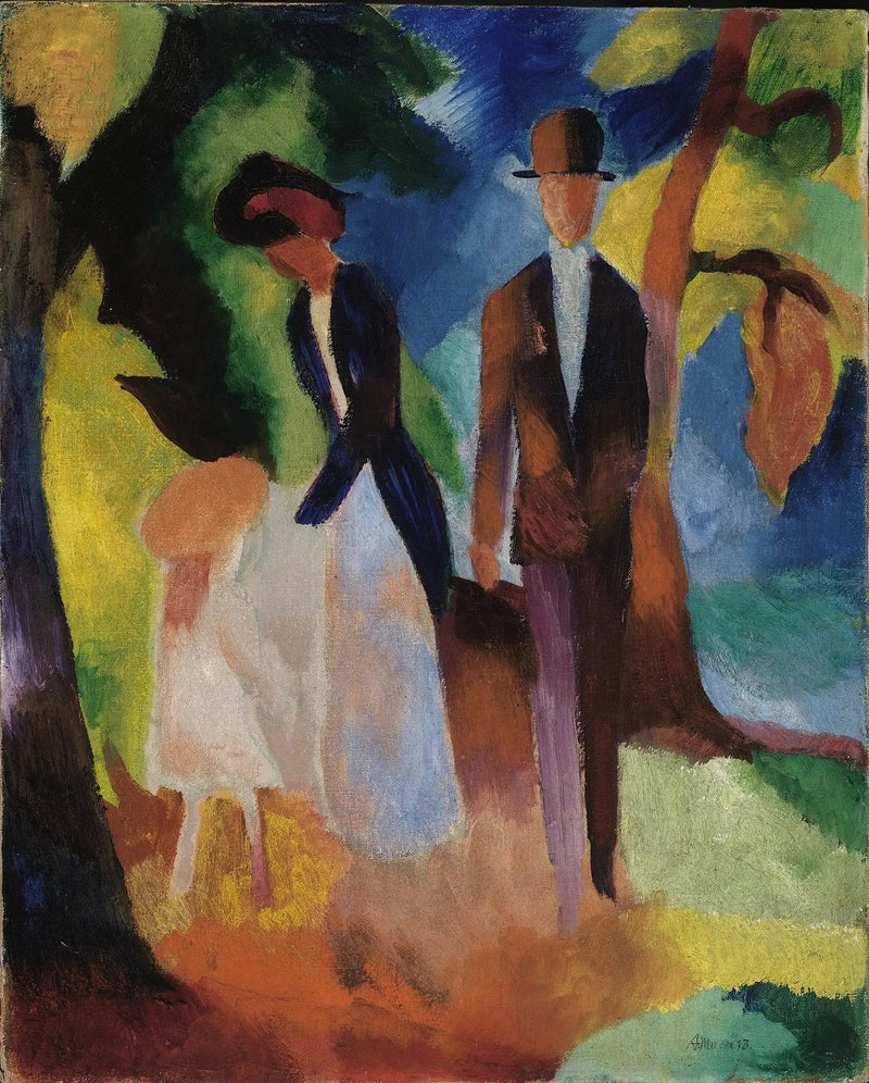 La gente al bordo del lago blu - August Macke