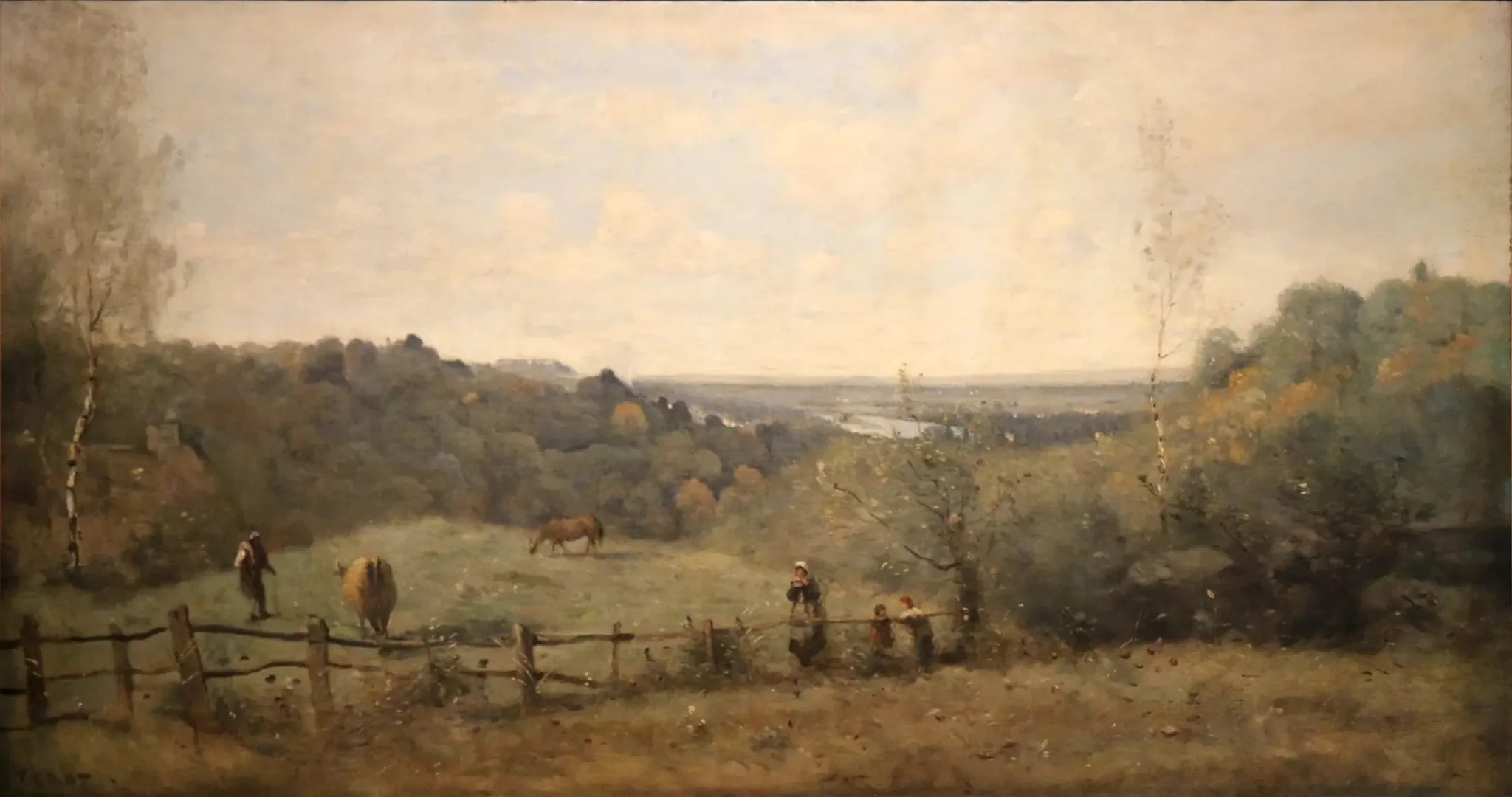 Les hauteurs de Sèvres. Pâture enclos - Jean-Baptiste Camille Corot image 1 tableau peint à l’huile sur toile